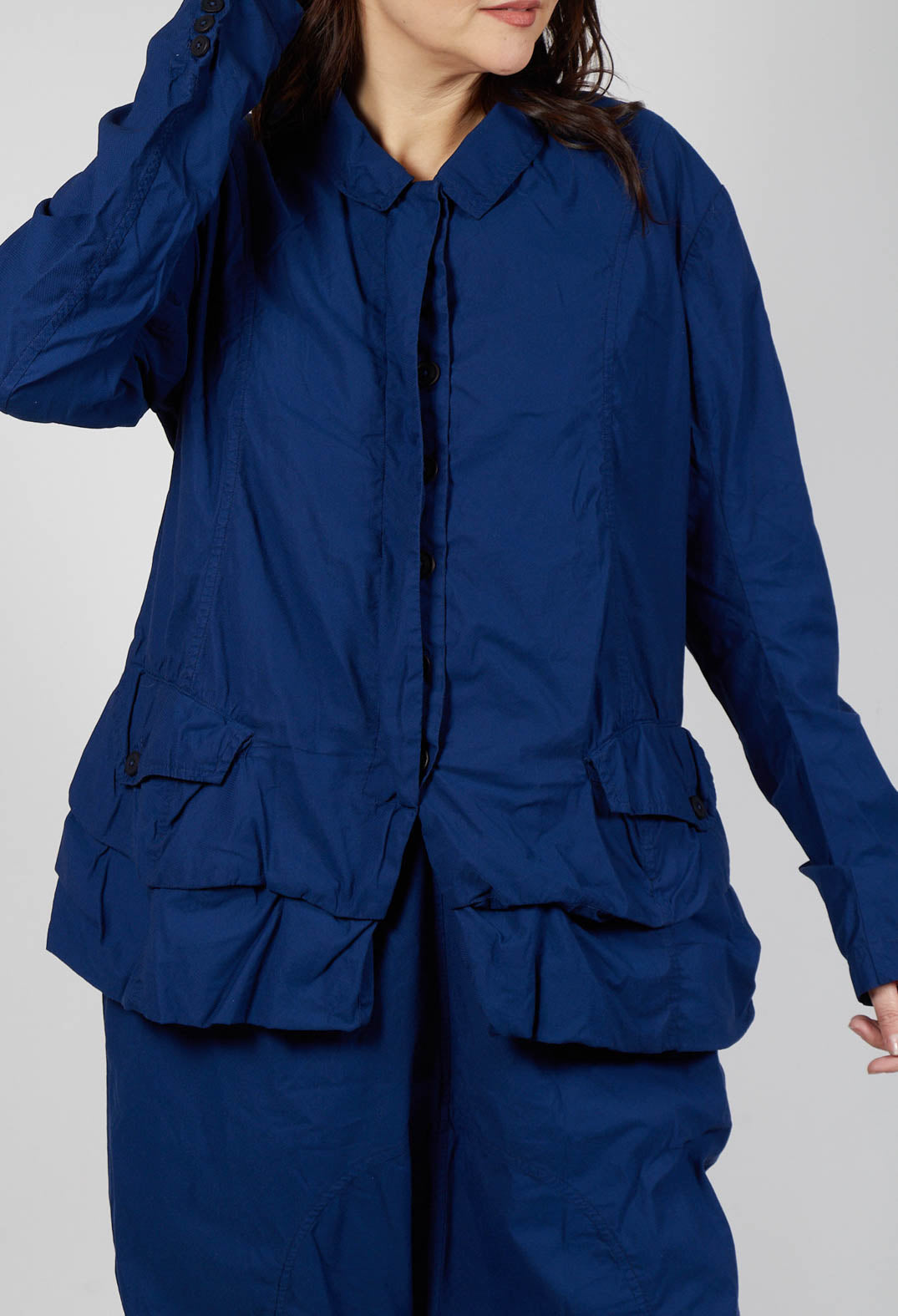 Tailored Layered Hem Jacket in Ocean