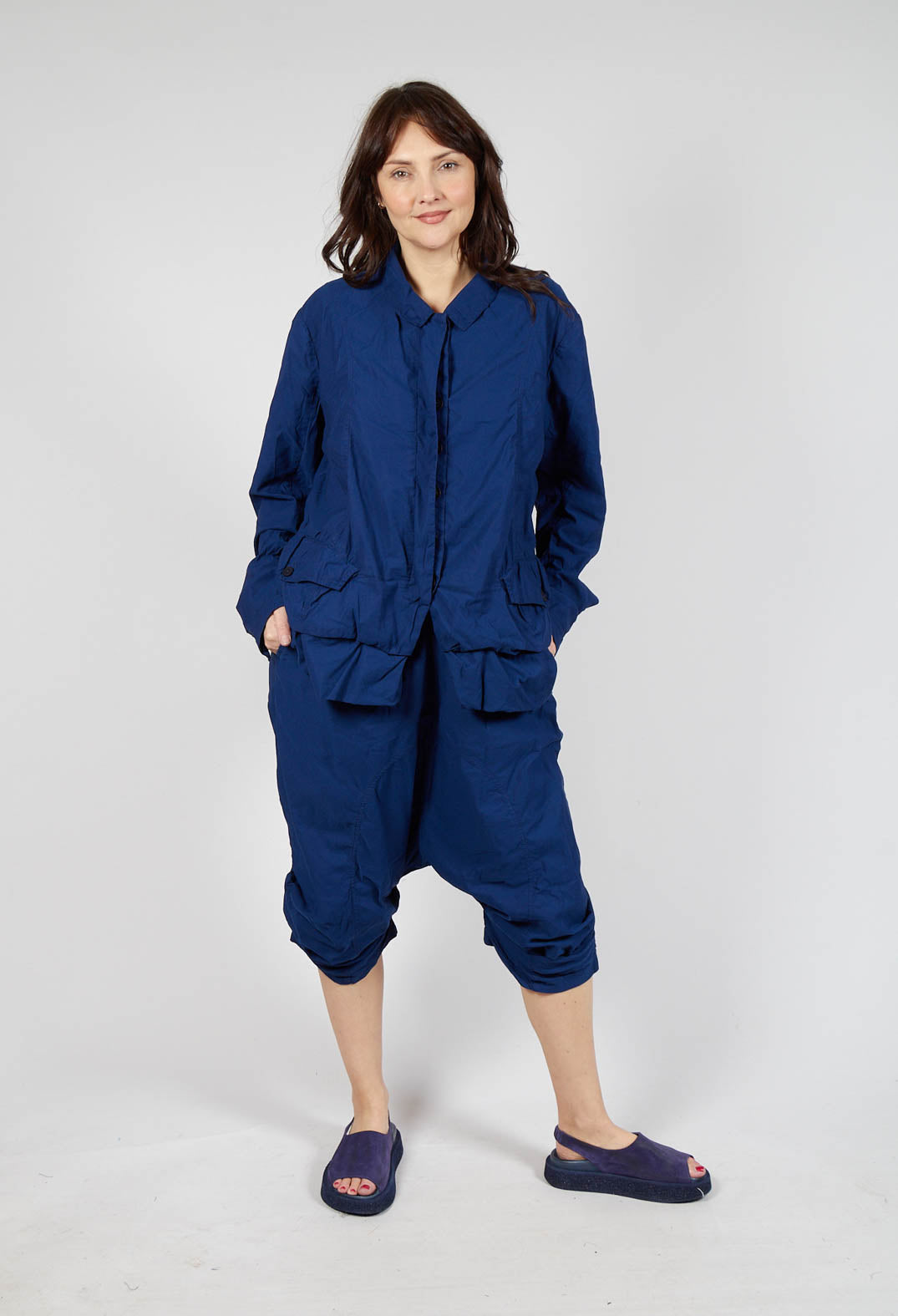 Tailored Layered Hem Jacket in Ocean