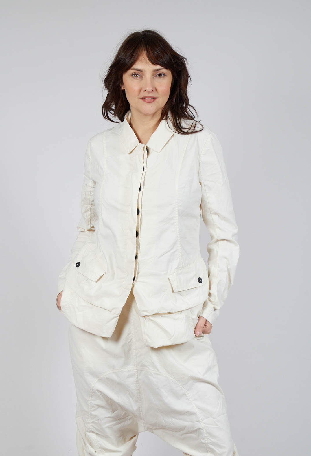 Tailored Layered Hem Jacket in Greige