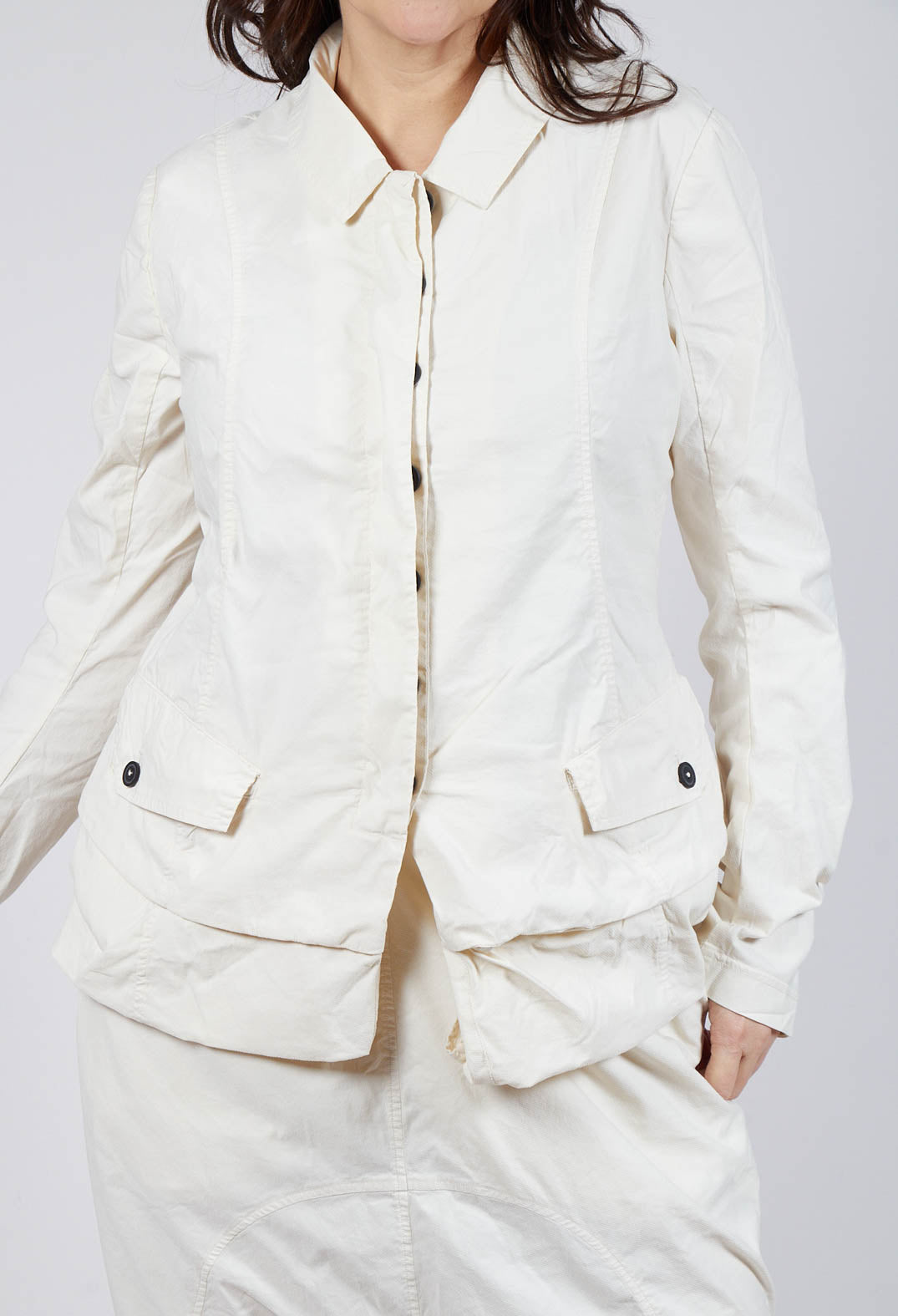 Tailored Layered Hem Jacket in Greige