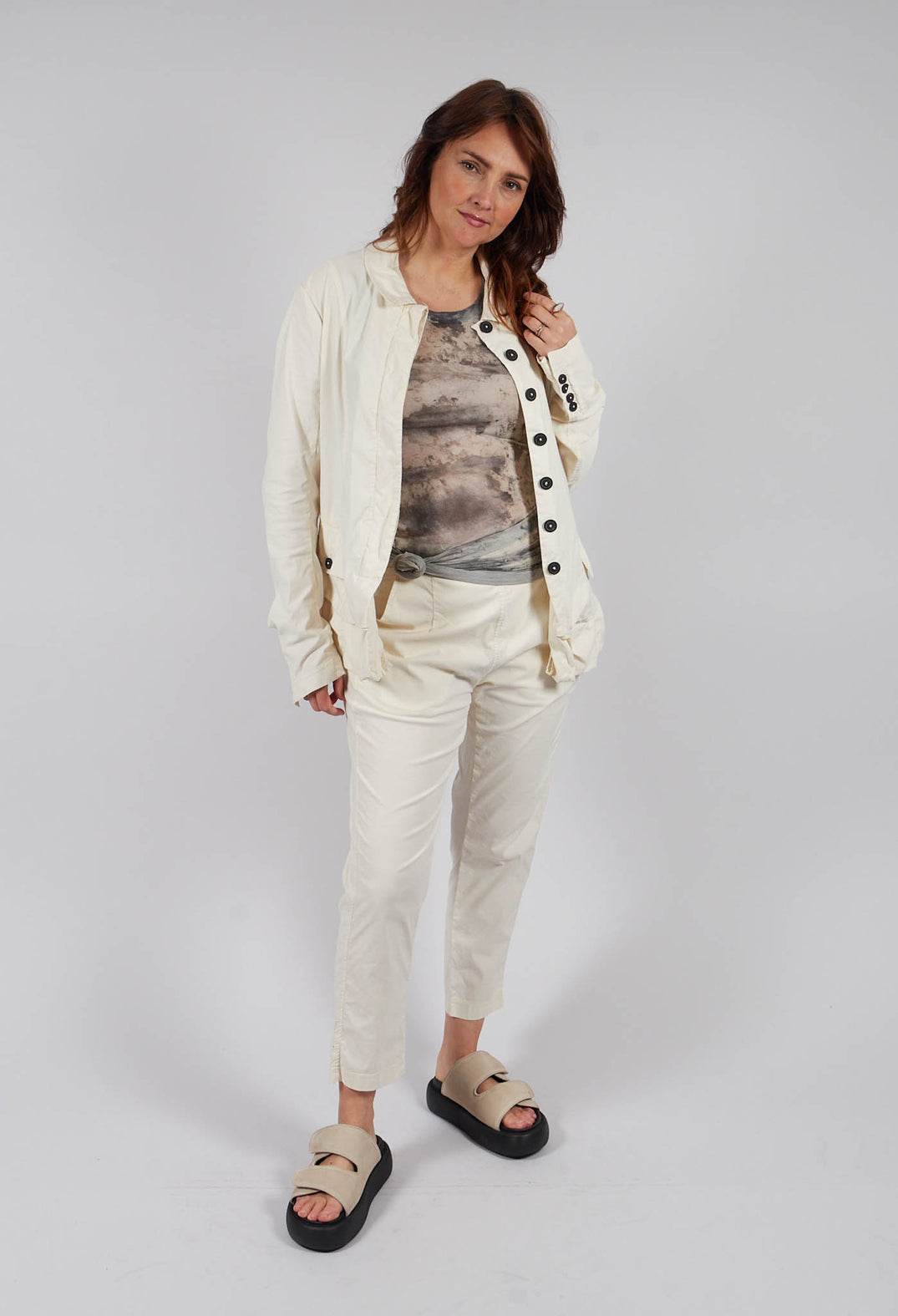 Tailored Layered Hem Jacket in Greige
