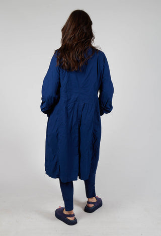 Long Coat with Half-Button Fastening in Ocean