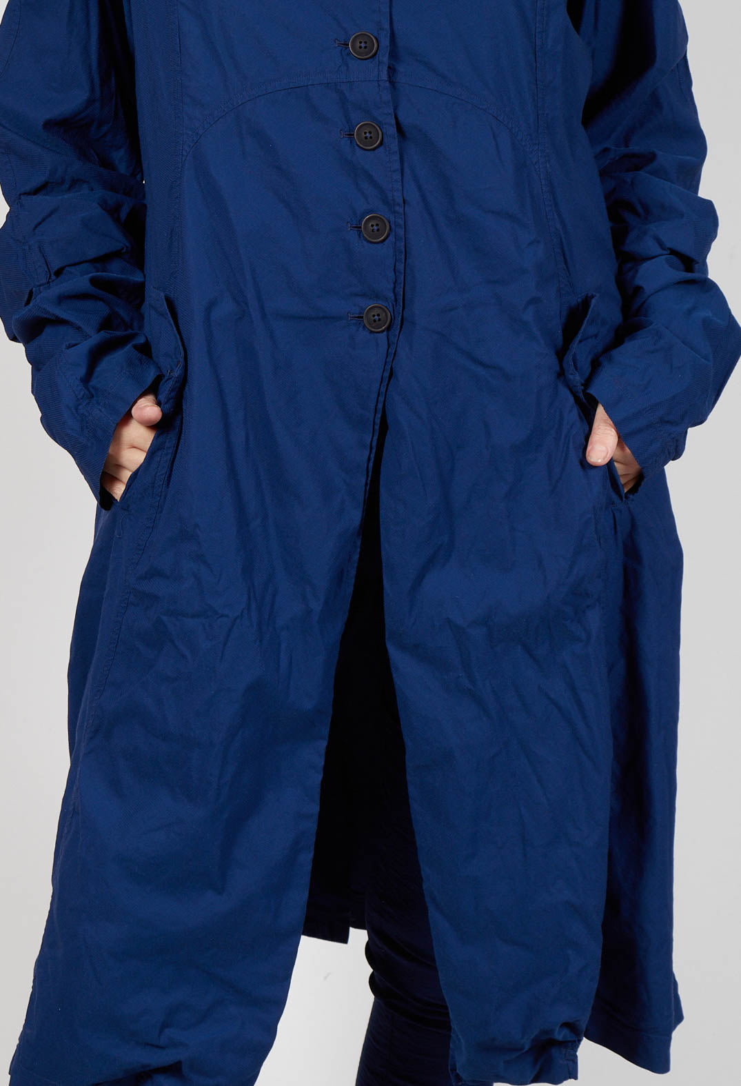Long Coat with Half-Button Fastening in Ocean