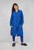 Long Coat with Half-Button Fastening in Royal