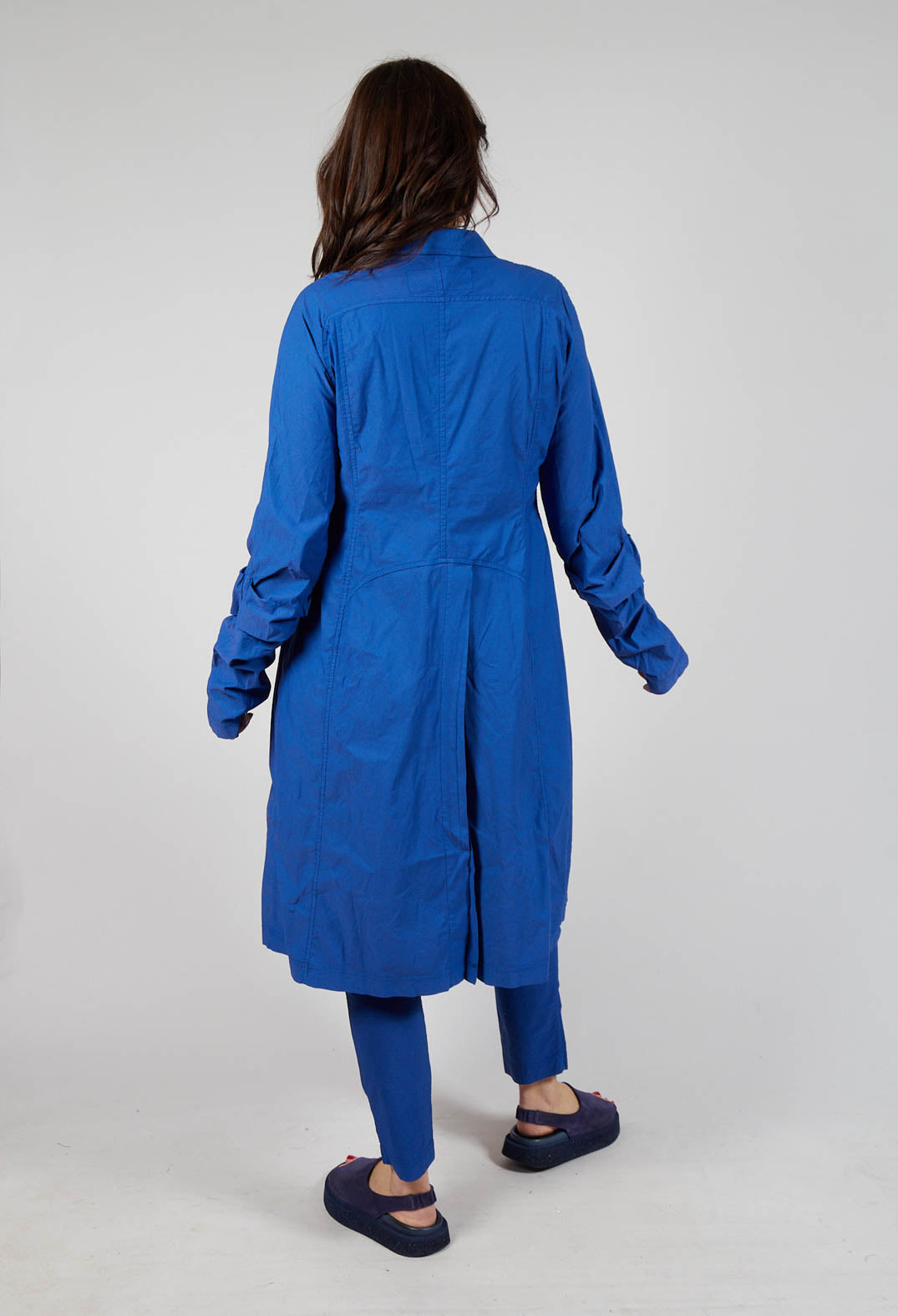 Long Coat with Half-Button Fastening in Royal