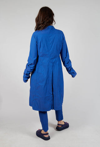 Long Coat with Half-Button Fastening in Royal