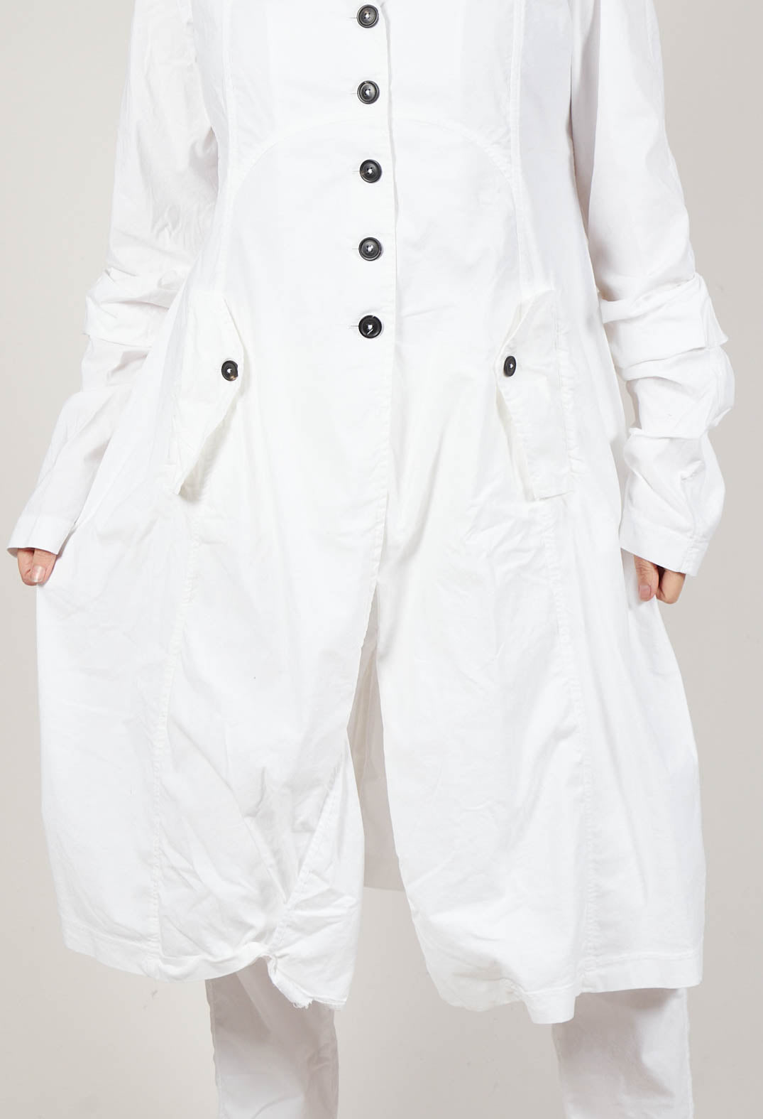 Long Coat with Half-Button Fastening in Semi Bleach