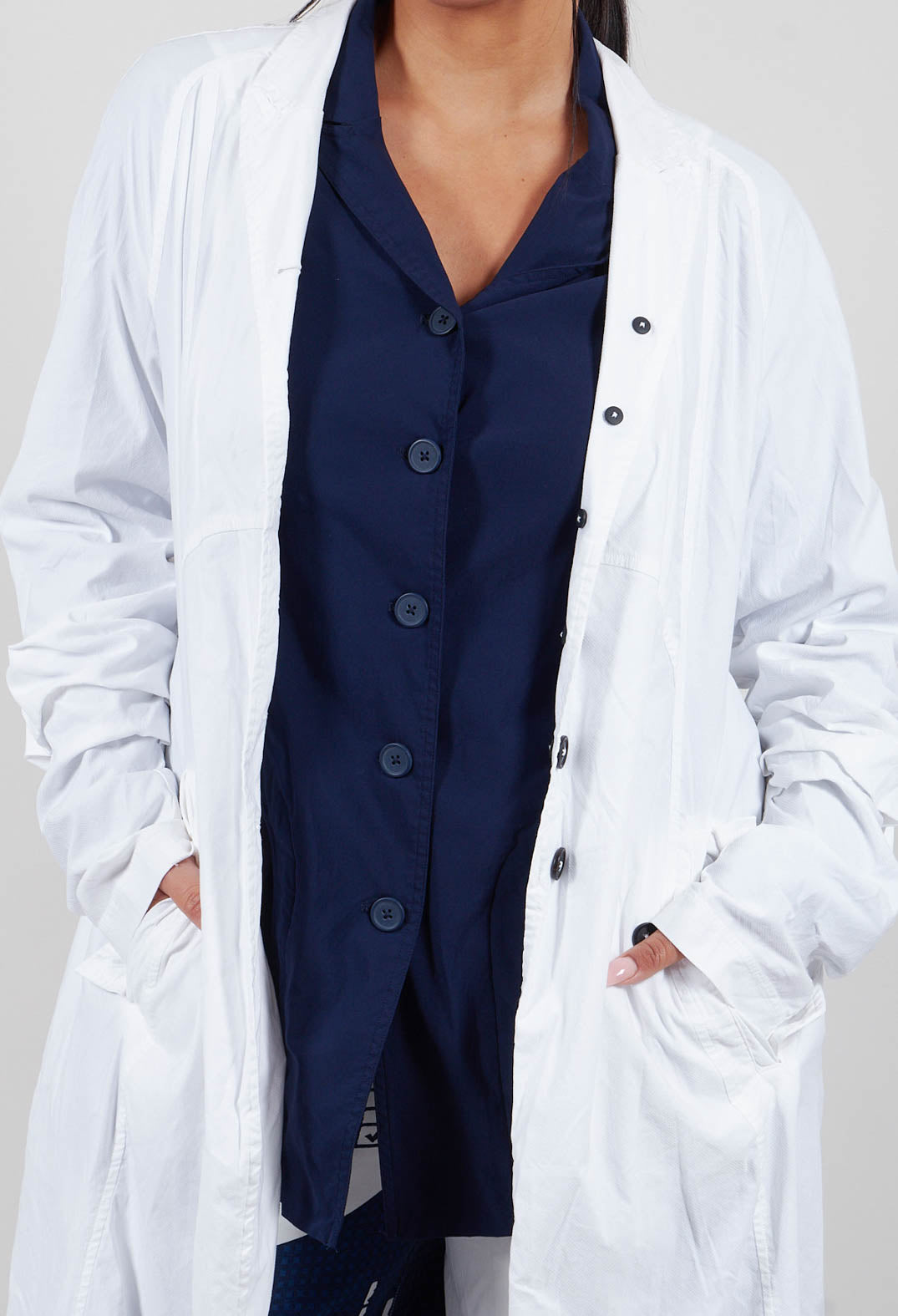 Rundholz Dip Semi Bleach Long Coat with Half-Button Fastening