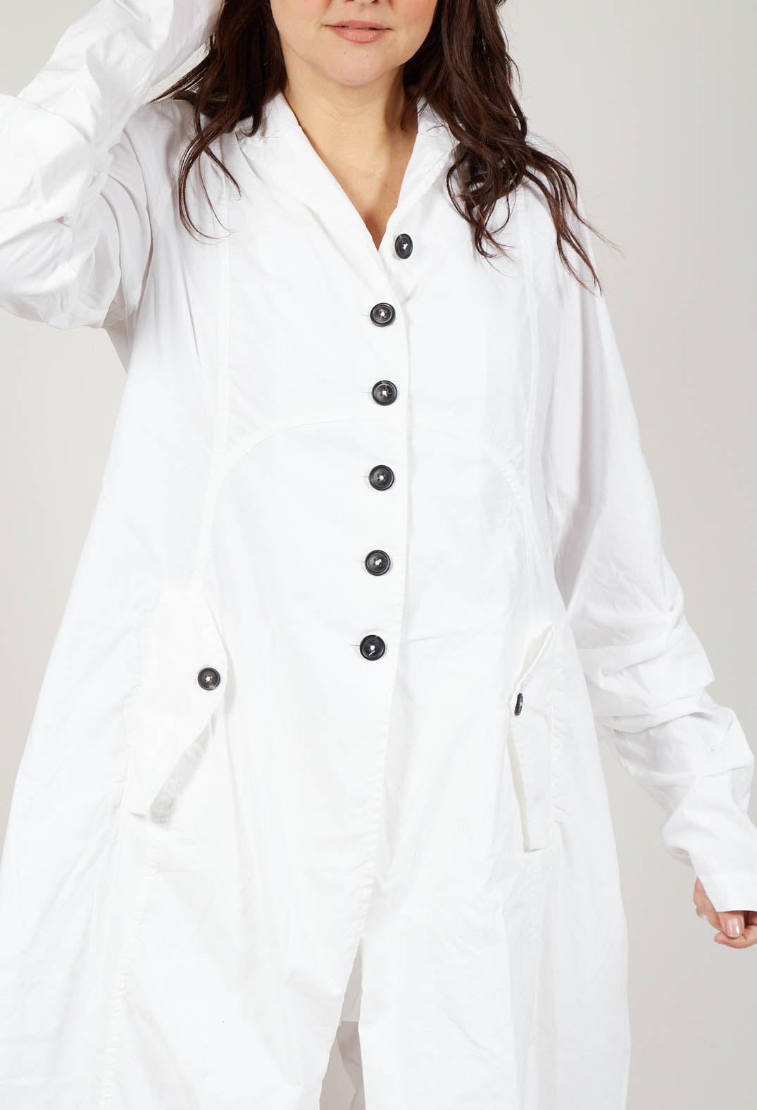 Rundholz Dip Semi Bleach Long Coat with Half-Button Fastening
