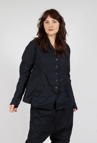 Button-Up Jacket with Long Length Sleeves in Black