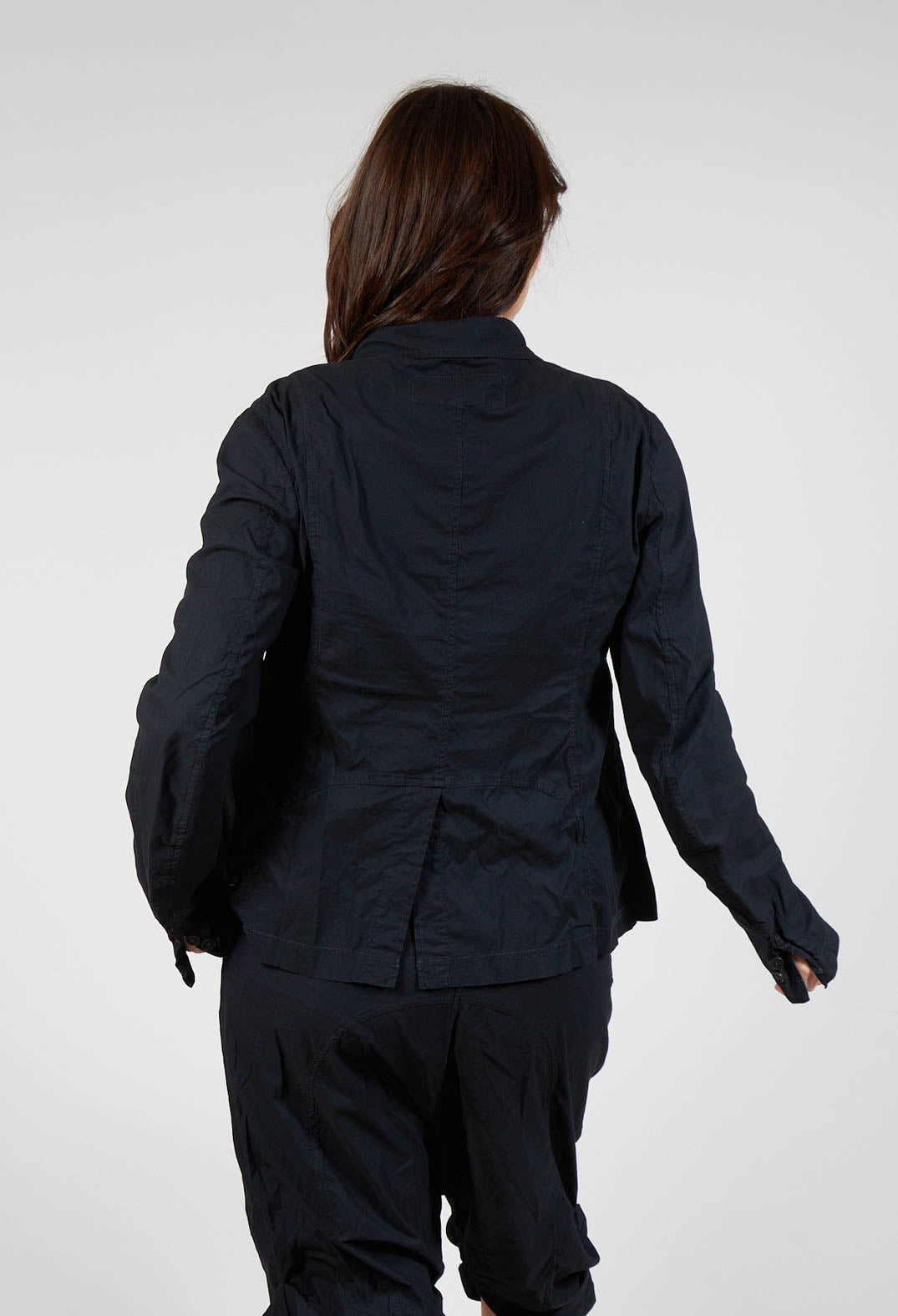 Button-Up Jacket with Long Length Sleeves in Black