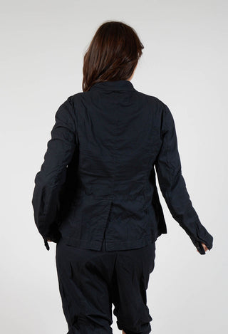 Button-Up Jacket with Long Length Sleeves in Black