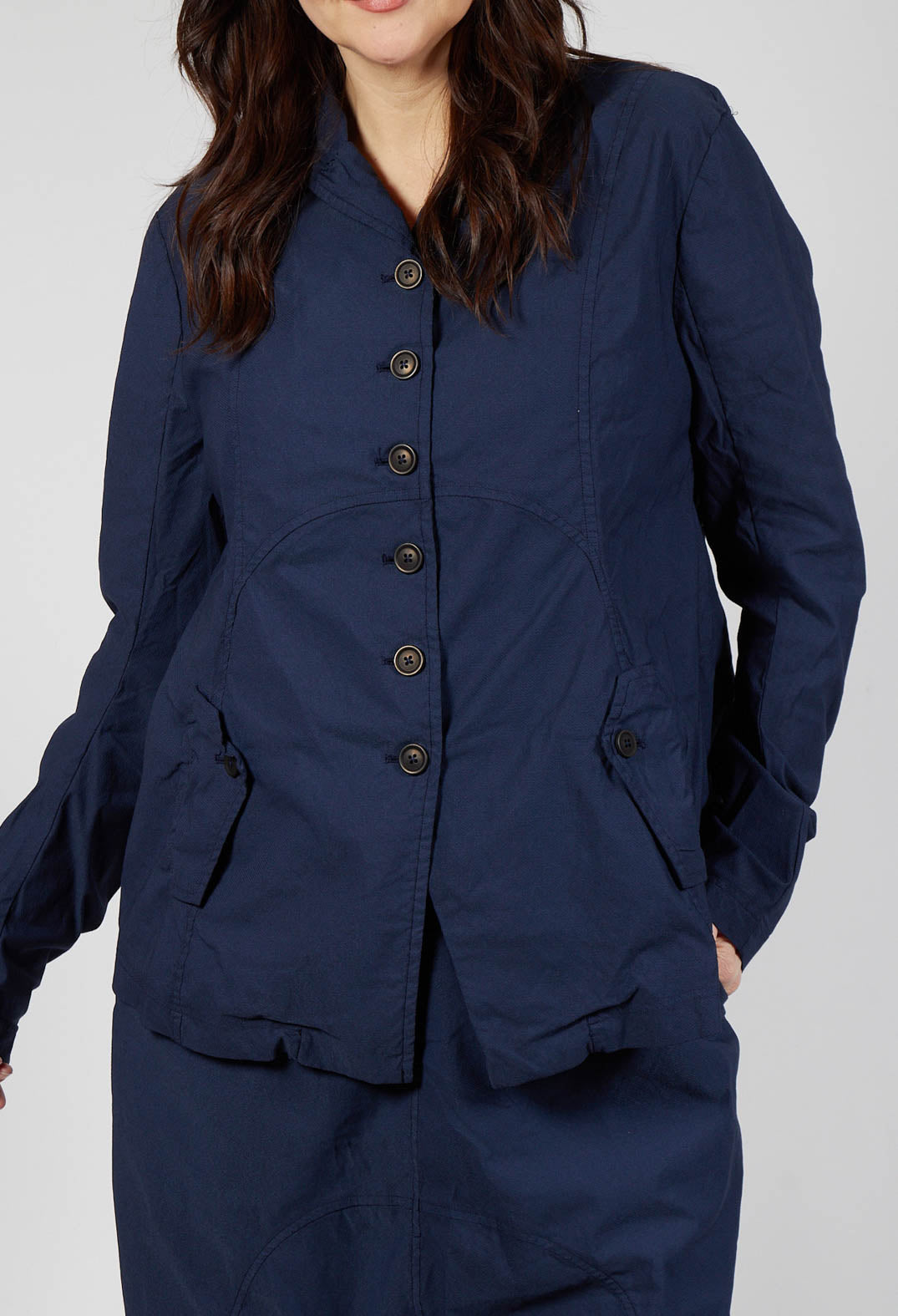 Button-Up Jacket with Long Length Sleeves in Ink
