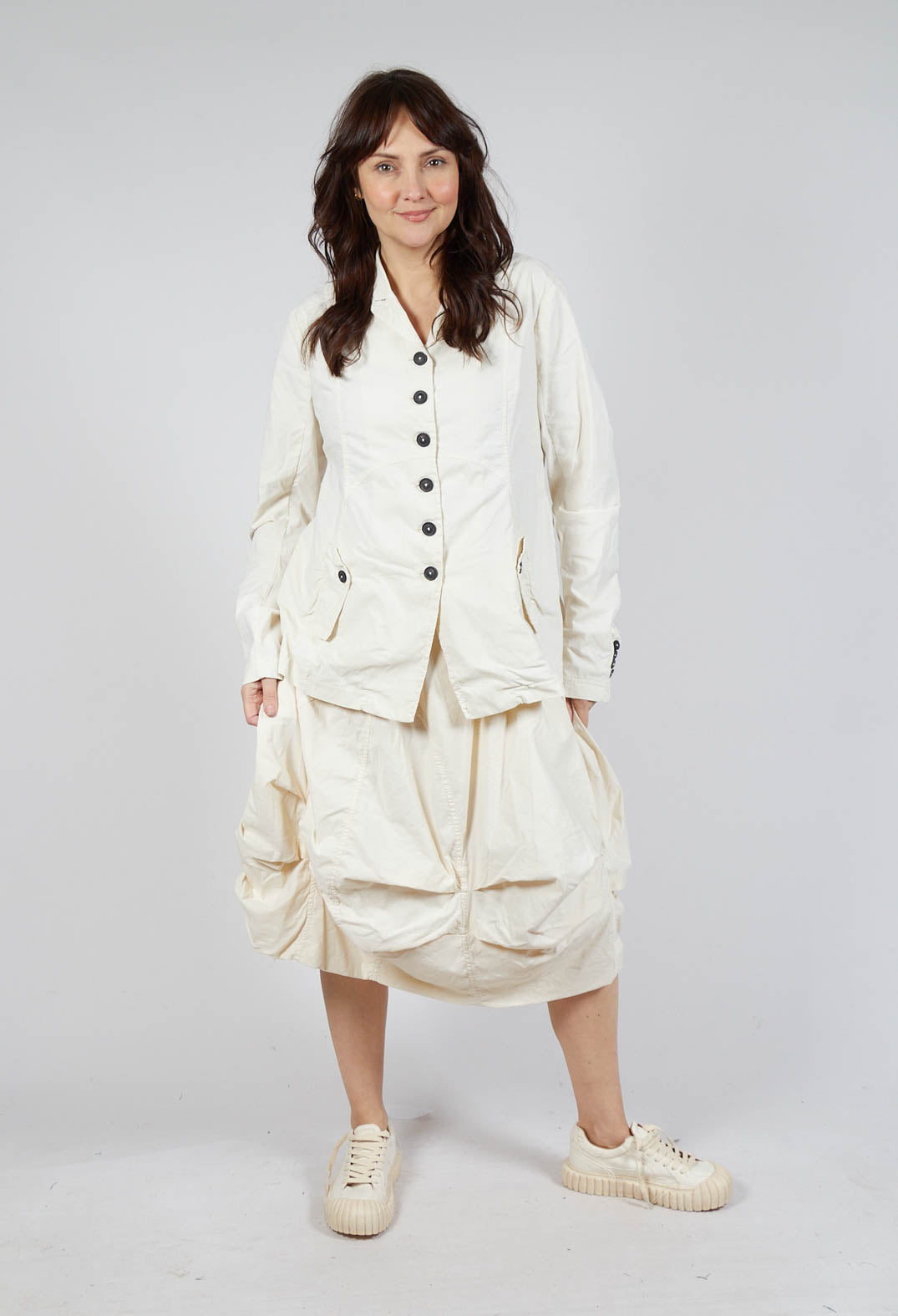 Button-Up Jacket with Long Length Sleeves in Greige