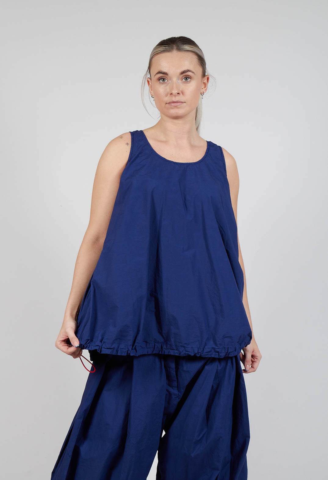 Sheer Vest Top with Adjustable Pull Toggles in Ocean
