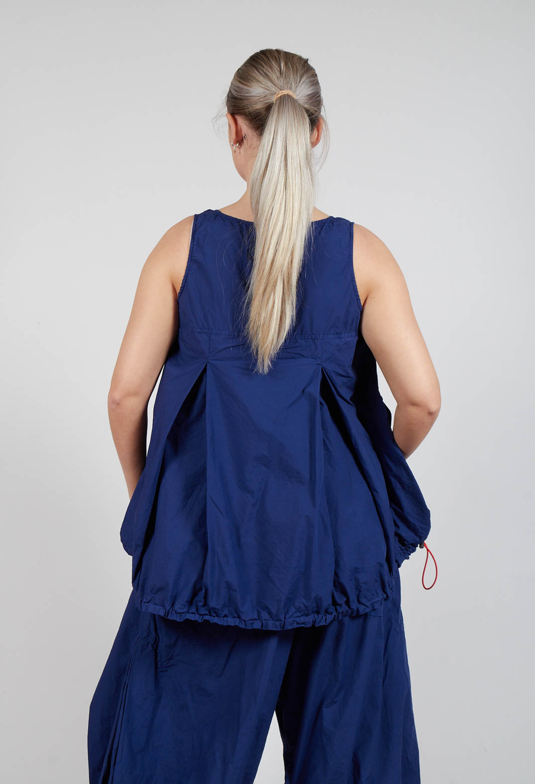 Sheer Vest Top with Adjustable Pull Toggles in Ocean