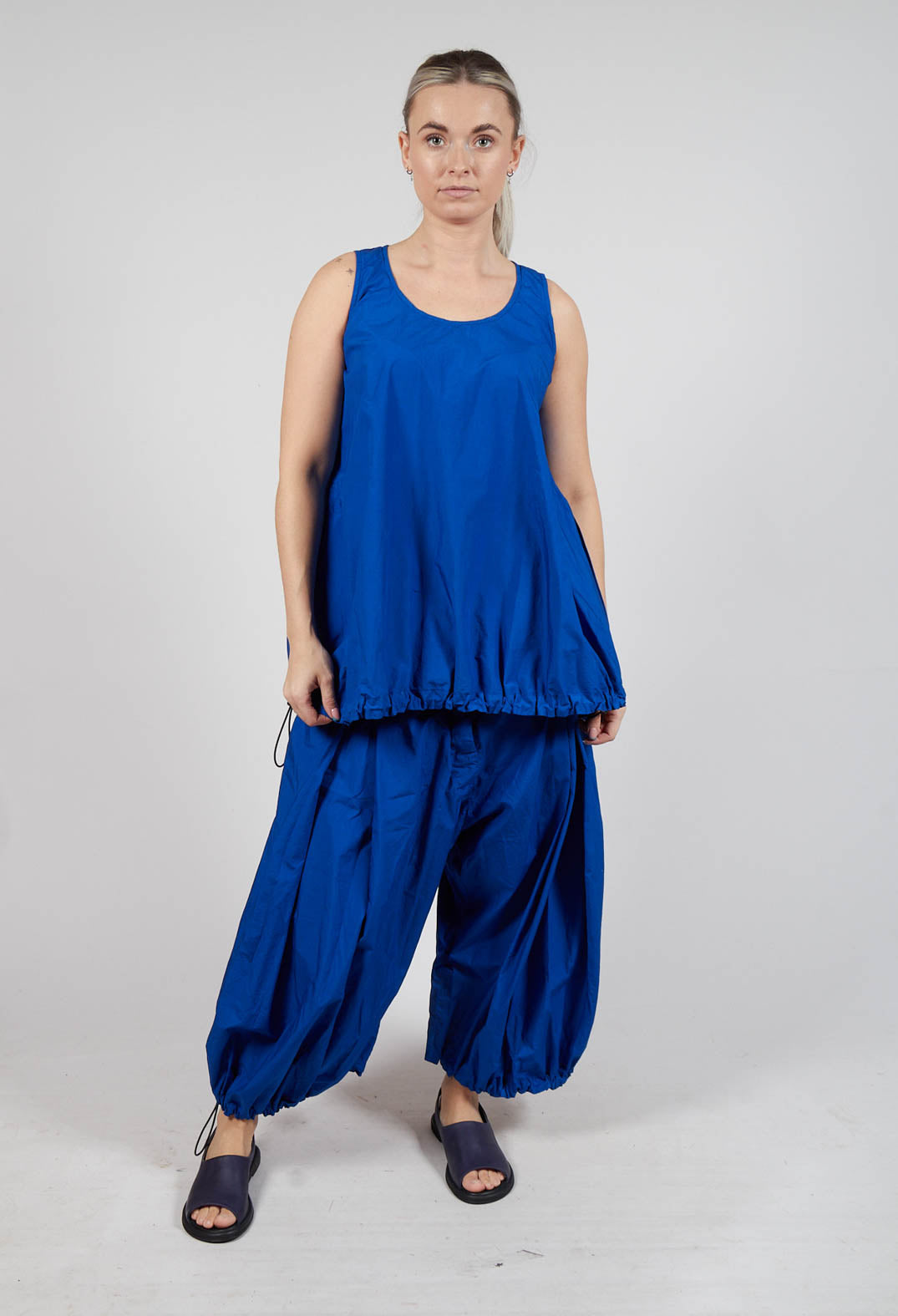 Sheer Vest Top with Adjustable Pull Toggles in Royal