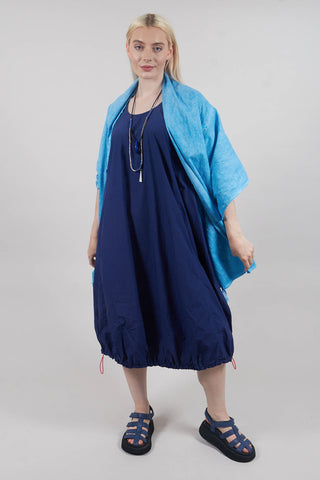 Balloon-Shaped Dress with Pull Toggle Hemline in Ocean