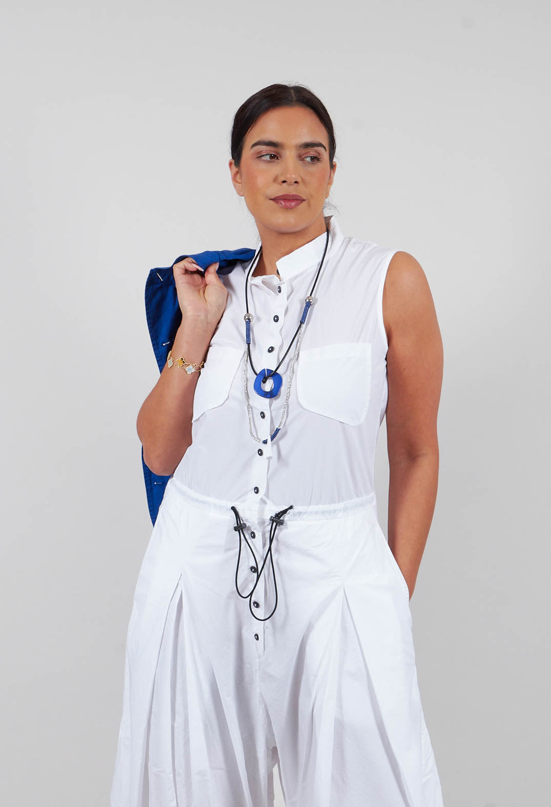 Pull Toggle Jumpsuit in Semi Bleach