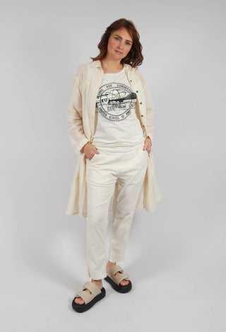 Sheer Crinkled Shirt Dress in Greige Paper