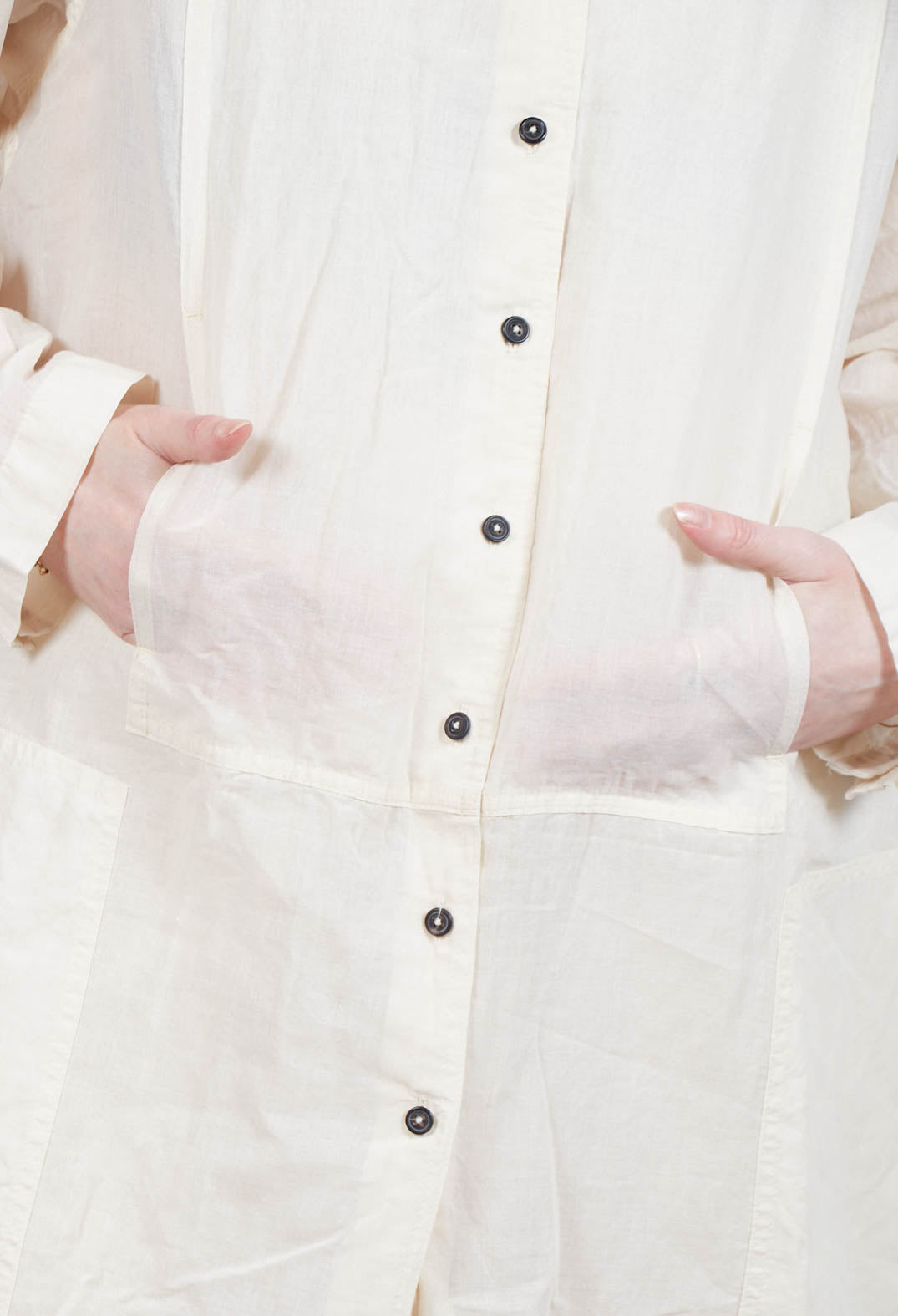 Sheer Crinkled Shirt Dress in Greige Paper