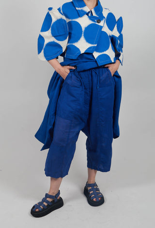 Cropped Sheer Crinkled Trousers in Royal Paper