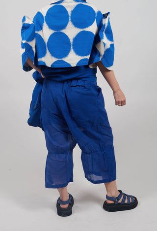 Cropped Sheer Crinkled Trousers in Royal Paper