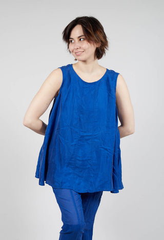 Sheer Boat Neckline Vest with Contrasting Panels in Royal Paper