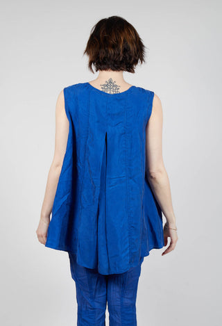 Sheer Boat Neckline Vest with Contrasting Panels in Royal Paper
