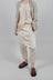 Drop-Crotch Cotton Trousers with Belt Loops in Greige