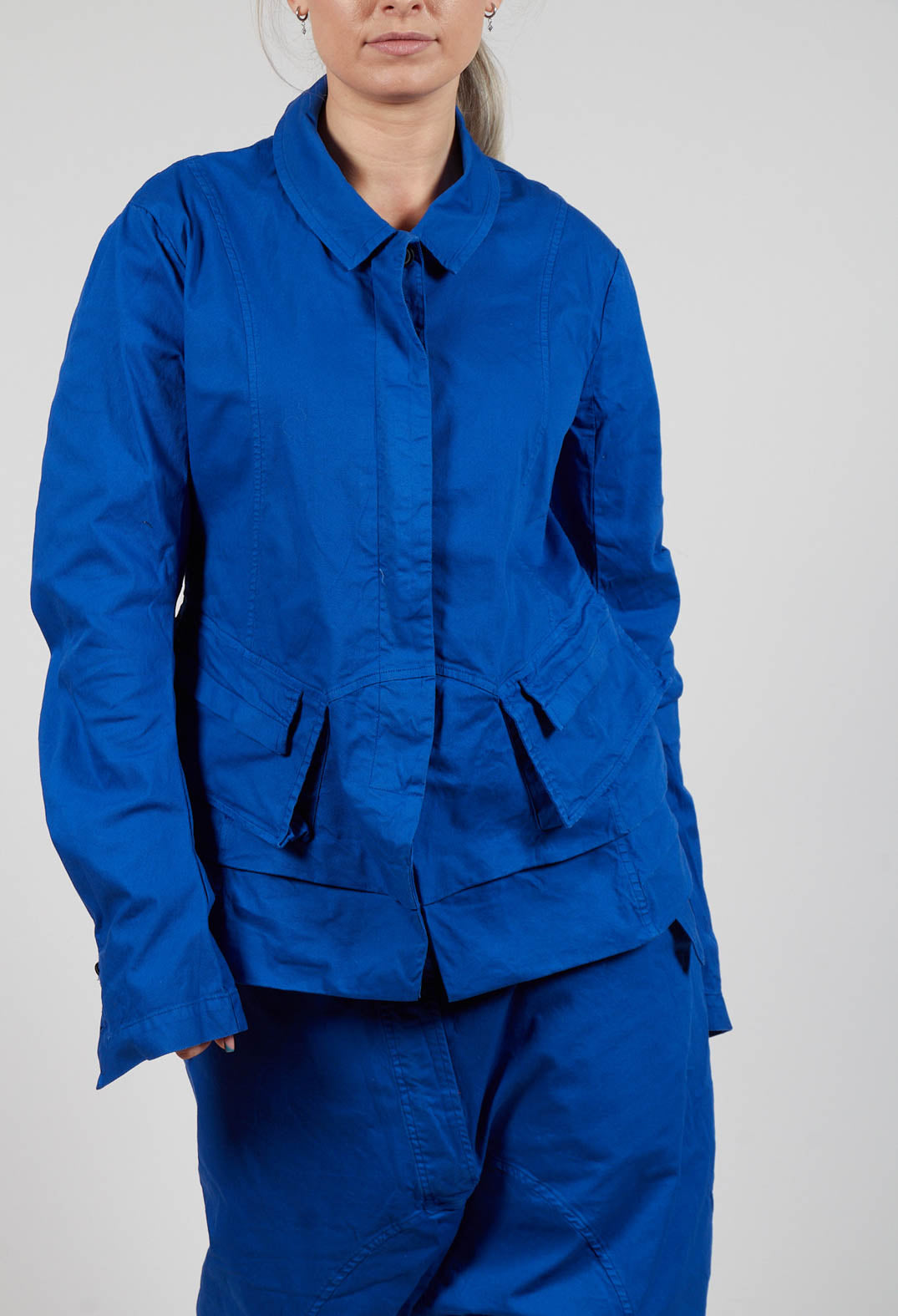 Layered Lettuce-Edge Detail Jacket in Royal