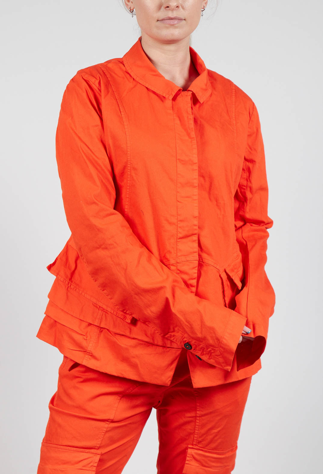 Layered Lettuce-Edge Detail Jacket in Mandarine