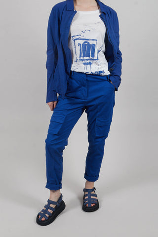 Straight-Leg Trousers with Cargo Pockets in Royal