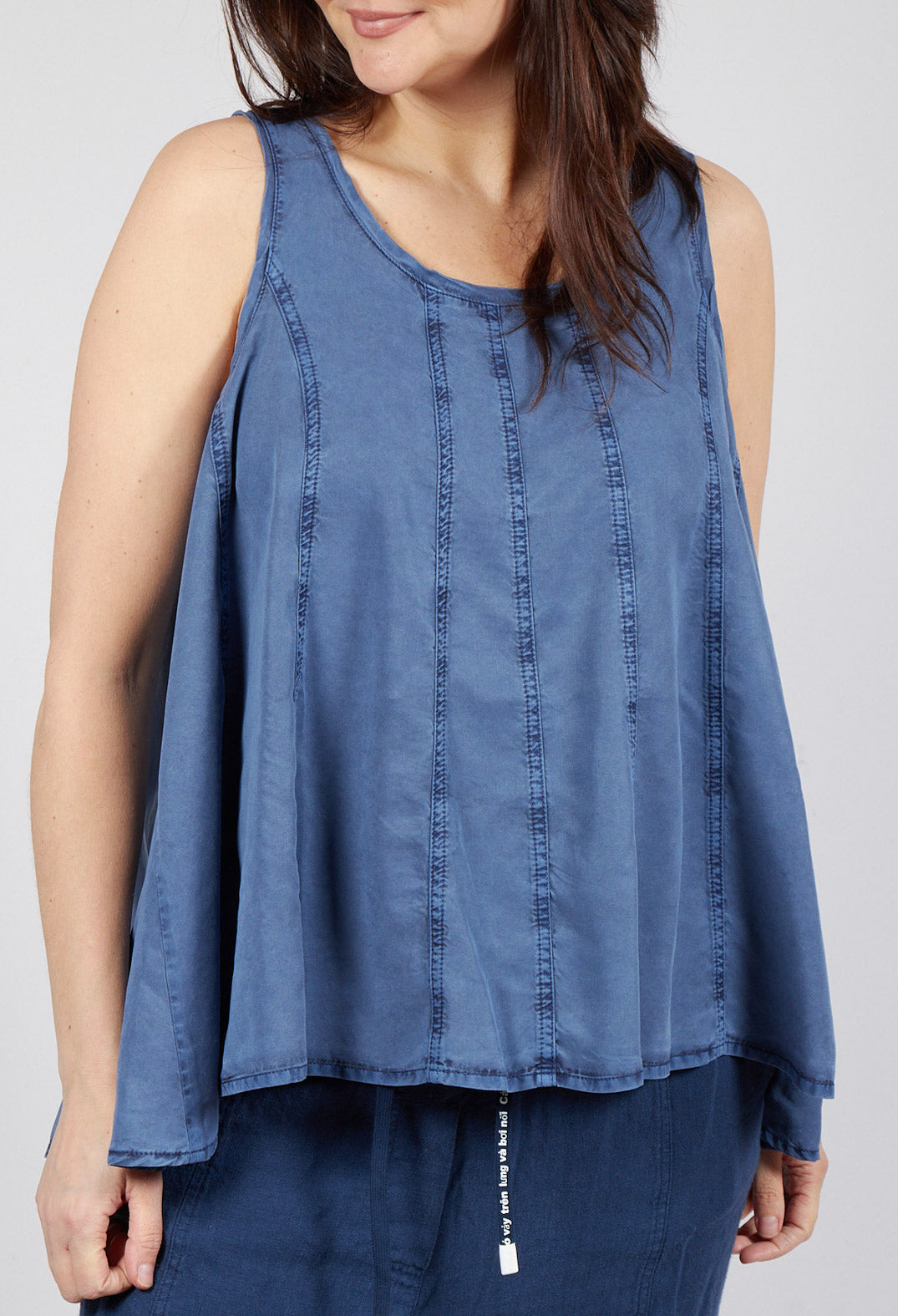 Flared Hem Vest Top in Navy Pigment