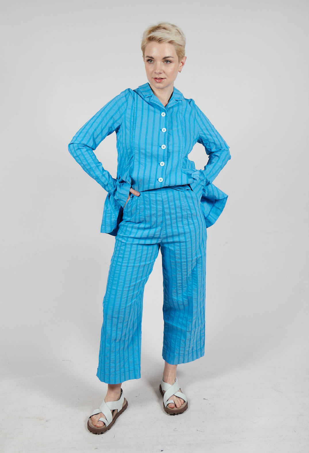 Cropped Straight Leg Trousers in Malibu