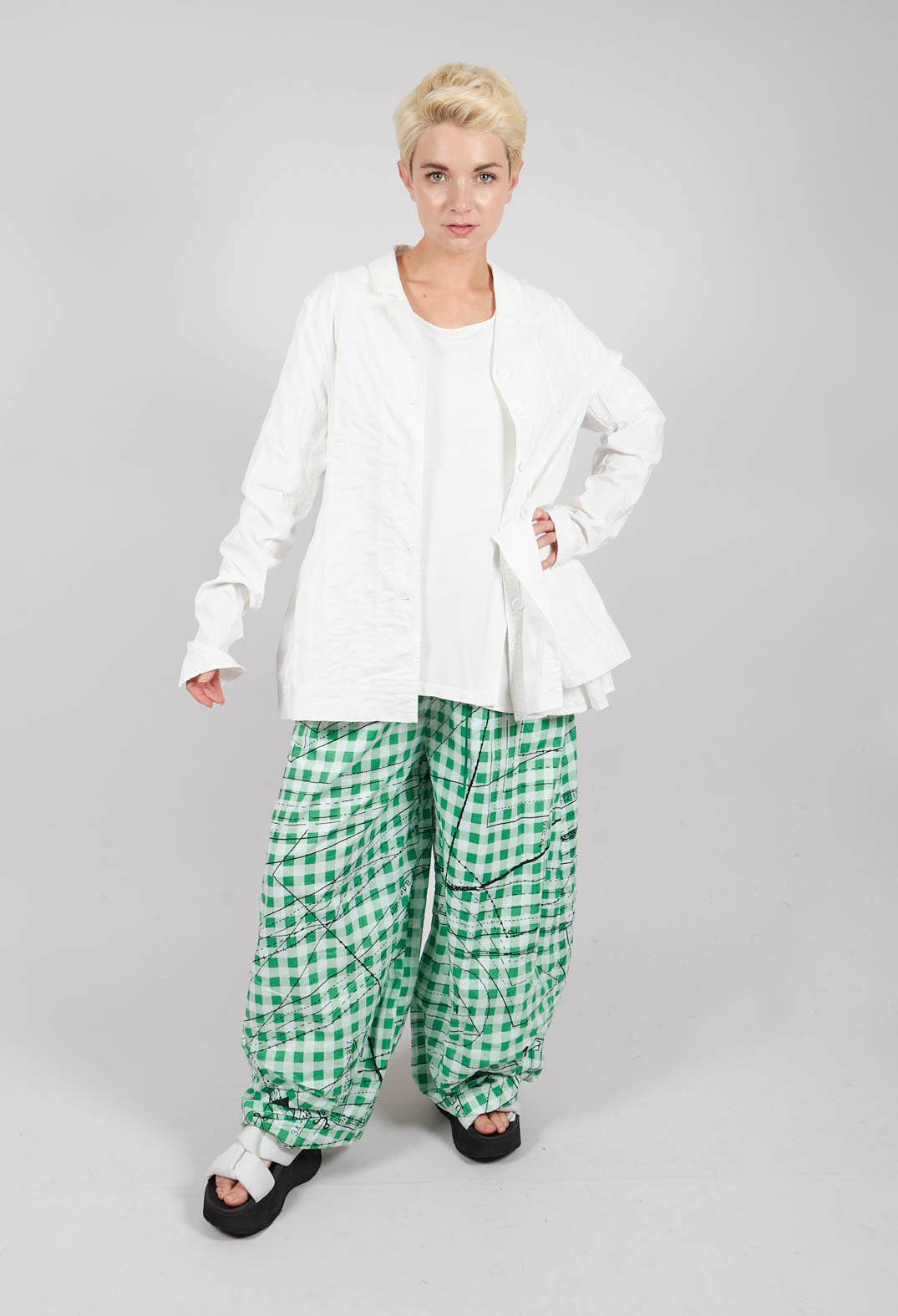 Relaxed Fit Trousers with Elasticated Waist in Apple Print