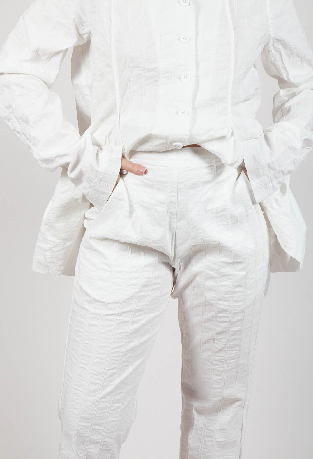 Pull On Straight Leg Trousers in Offwhite