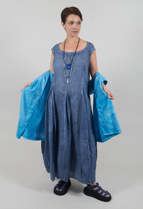 Sleeveless Dress with Tulip Hem in Navy Cloud