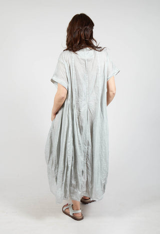 Short Sleeve Dress with Balloon Hem in Grey Cloud
