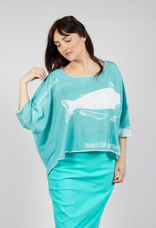 Short Pullover in Aqua Print