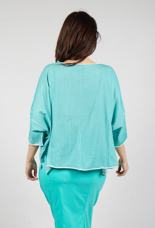 Short Pullover in Aqua Print