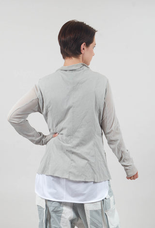 Button Through Jacket with Sheer Sleeves in Grey