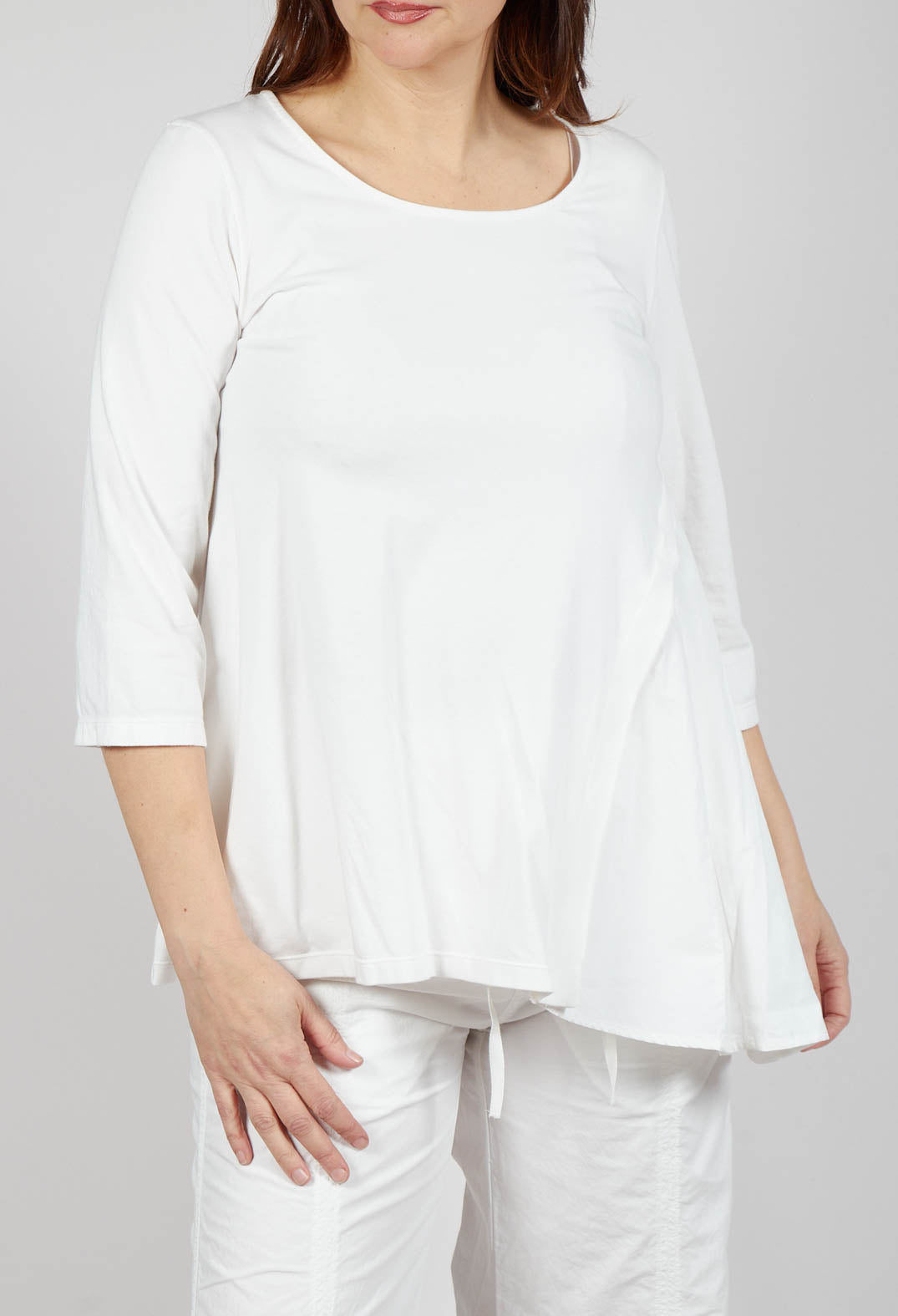 Top with Flared Insert in Offwhite