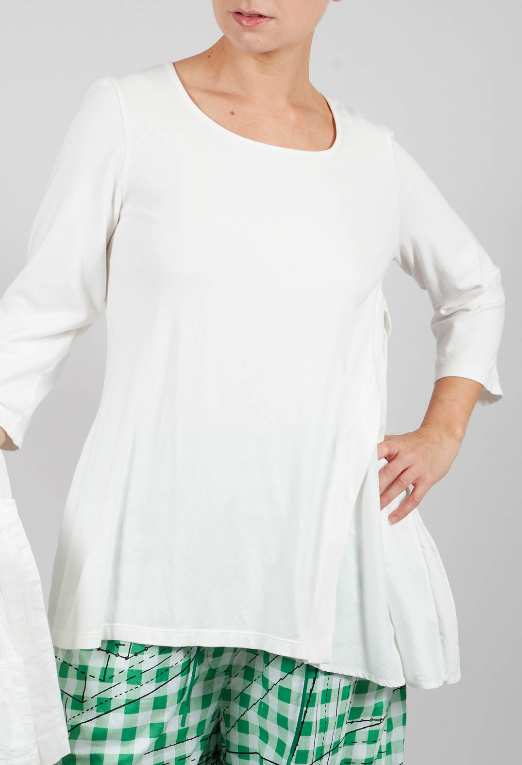 Top with Flared Insert in Offwhite