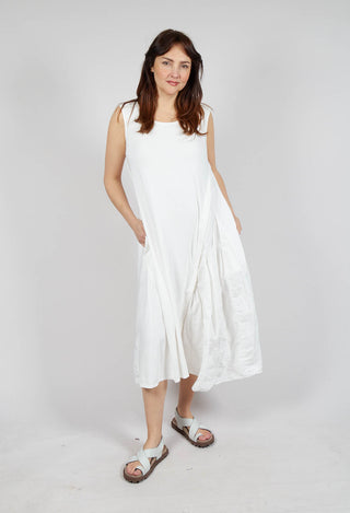Sleeveless Dress with Flared Insert in Offwhite