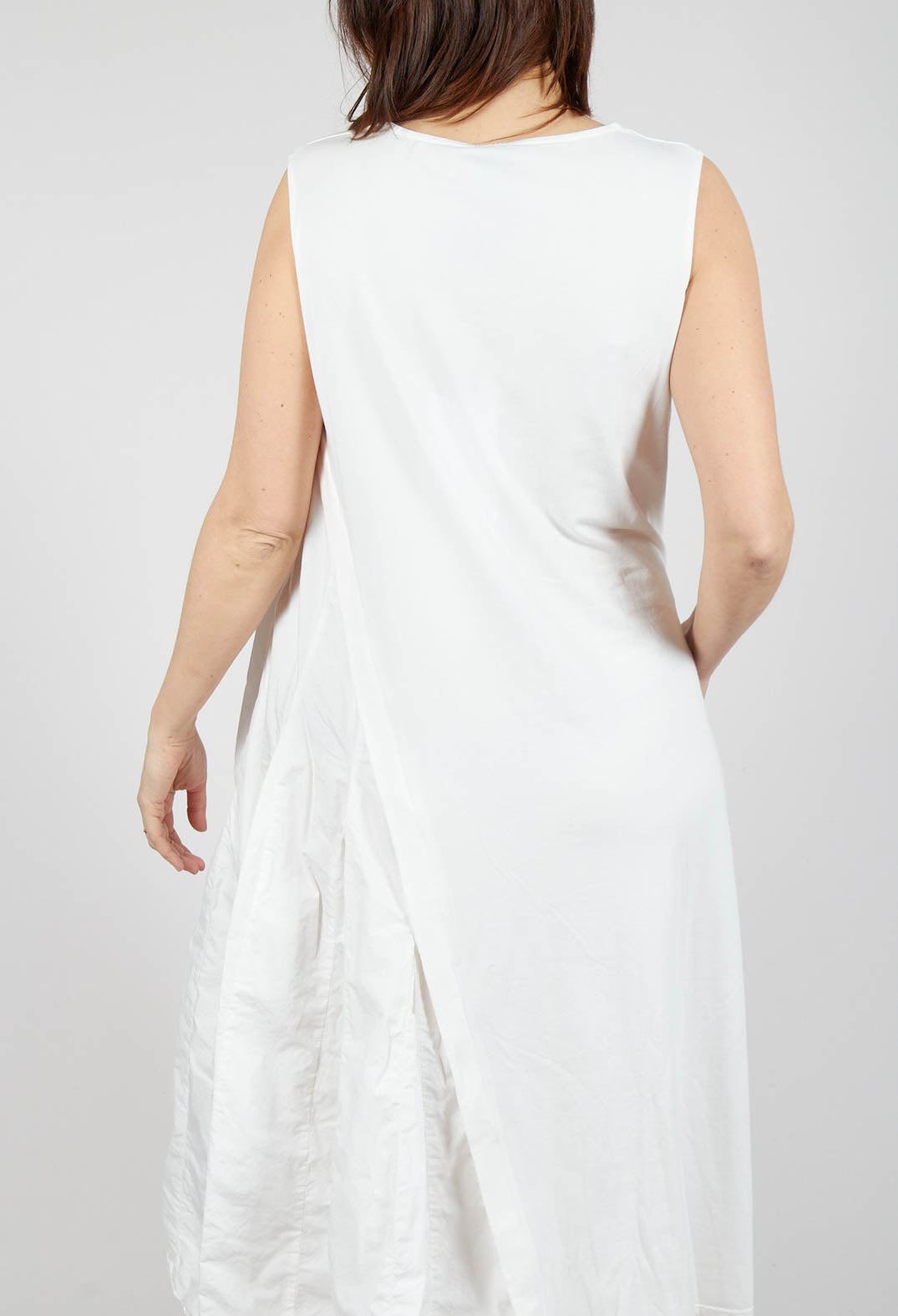 Sleeveless Dress with Flared Insert in Offwhite