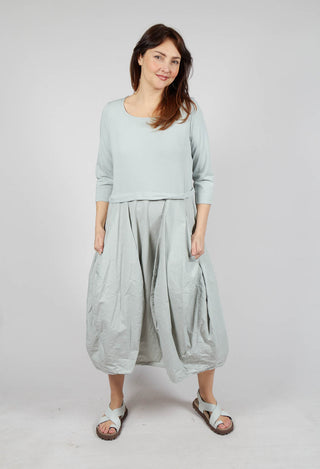 Dual Fabric Tulip Hem Dress in Grey