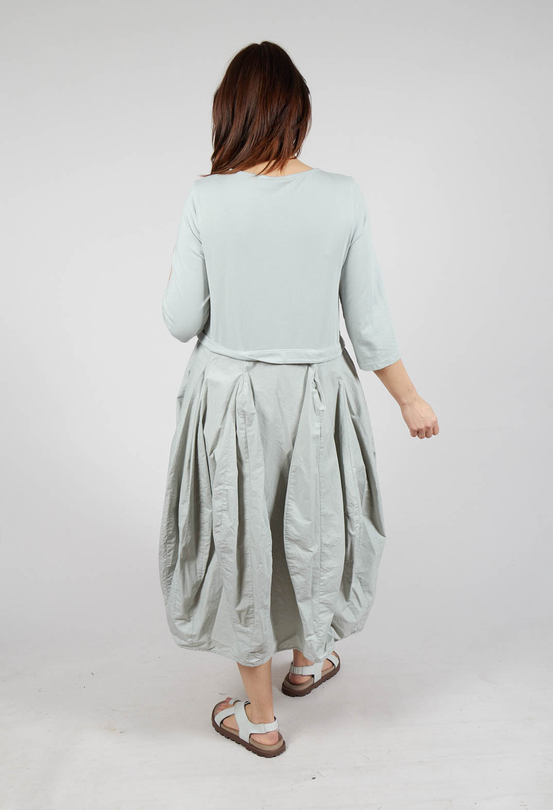Dual Fabric Tulip Hem Dress in Grey