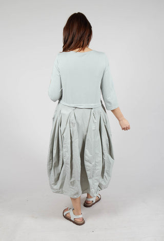 Dual Fabric Tulip Hem Dress in Grey