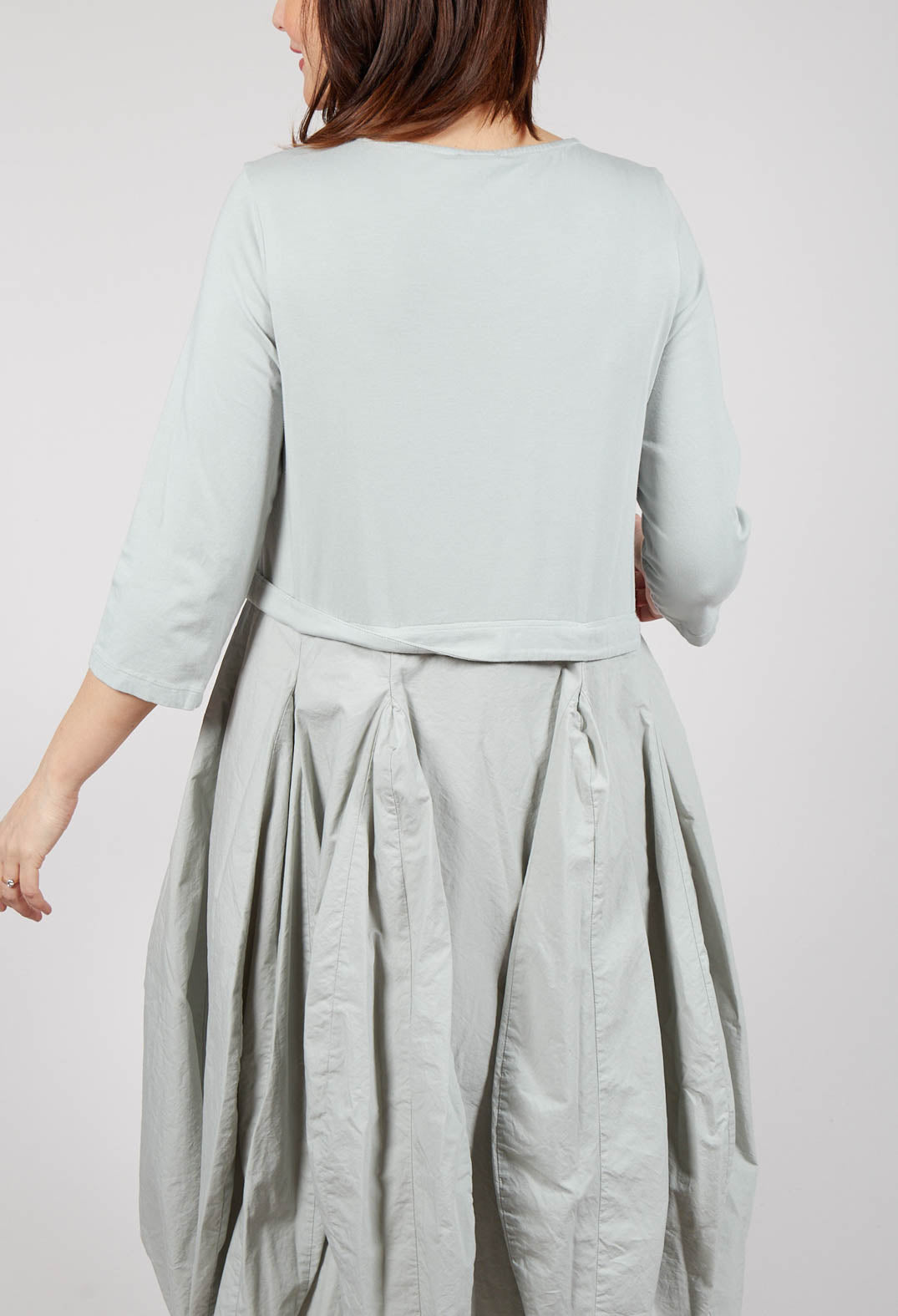 Dual Fabric Tulip Hem Dress in Grey